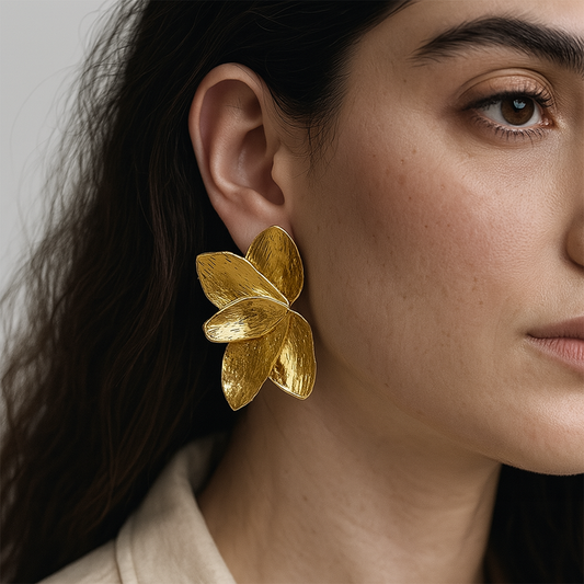 Magnolia Petals Textured Statement Stud Earrings