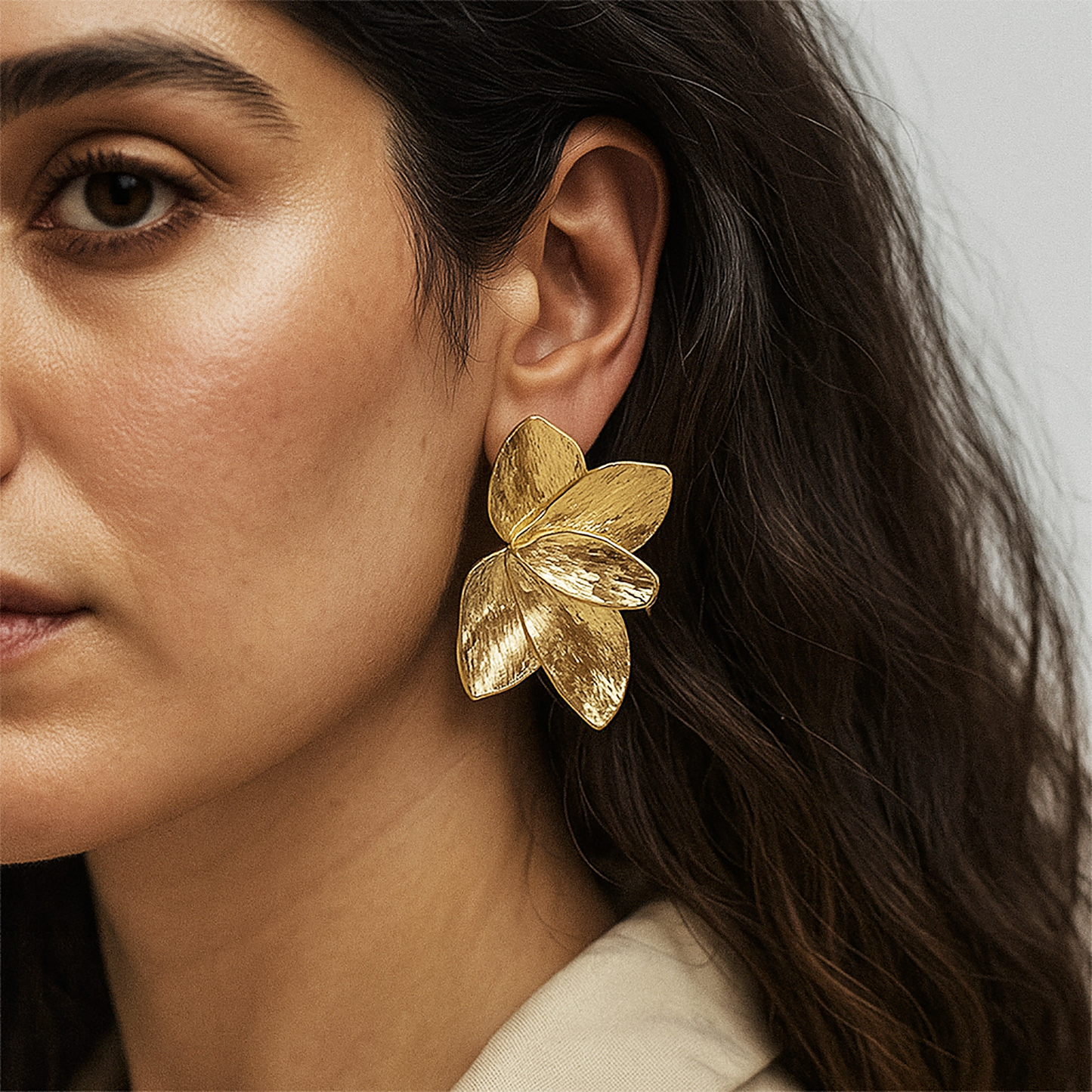 Magnolia Petals Textured Statement Stud Earrings
