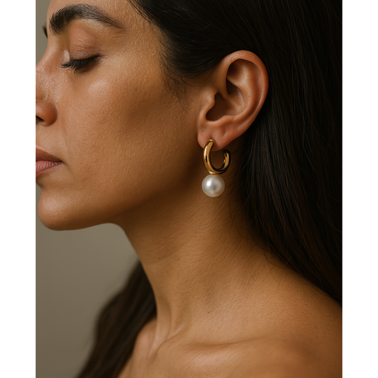 Pearl Drop Hoops