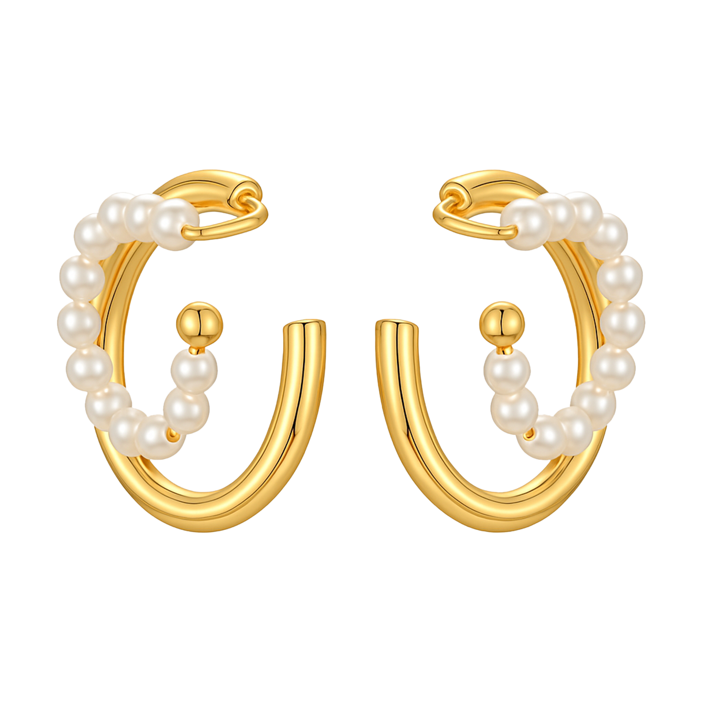 Dual Orbit Pearl Earcuffs (No Piercing)