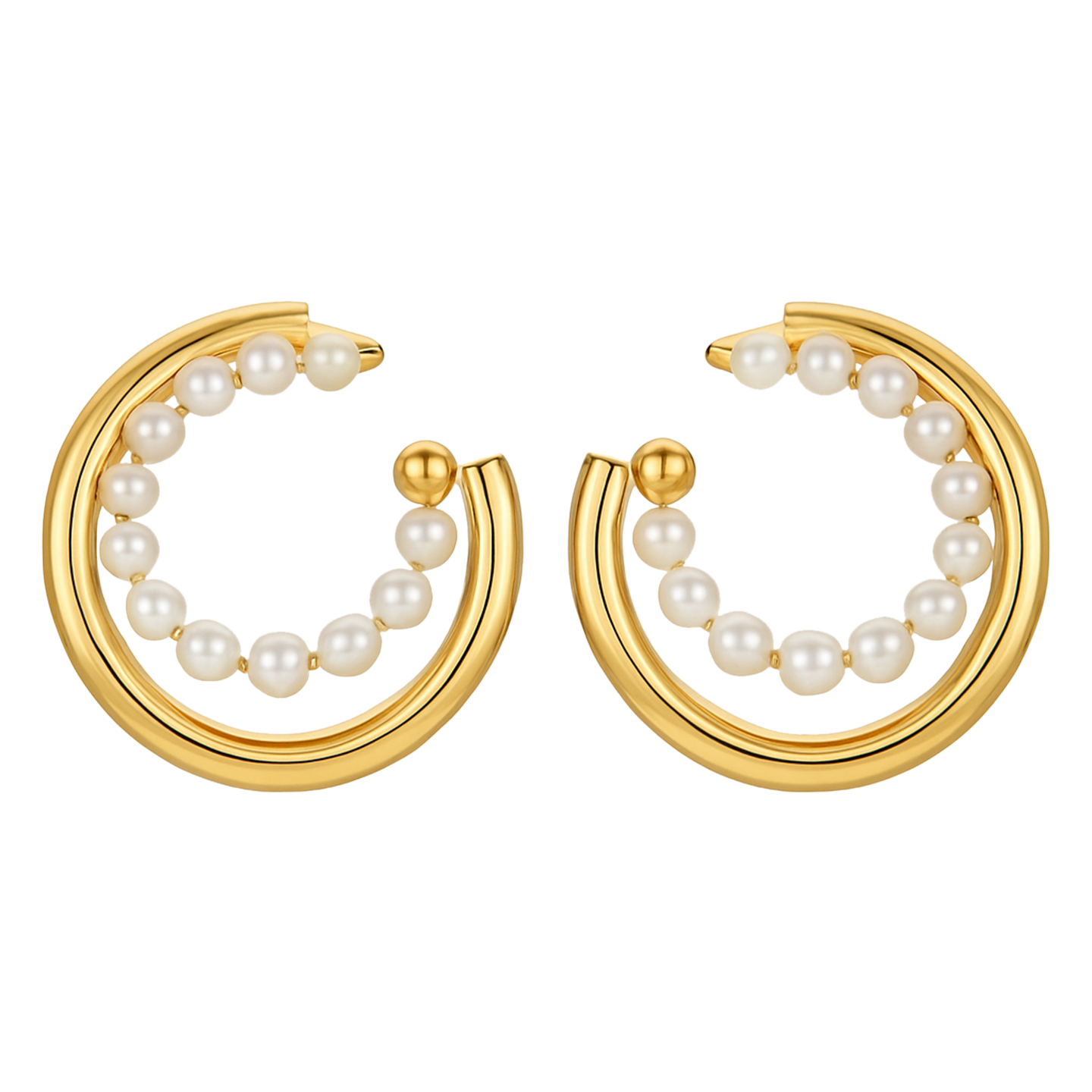 Dual Orbit Pearl Earcuffs (No Piercing)