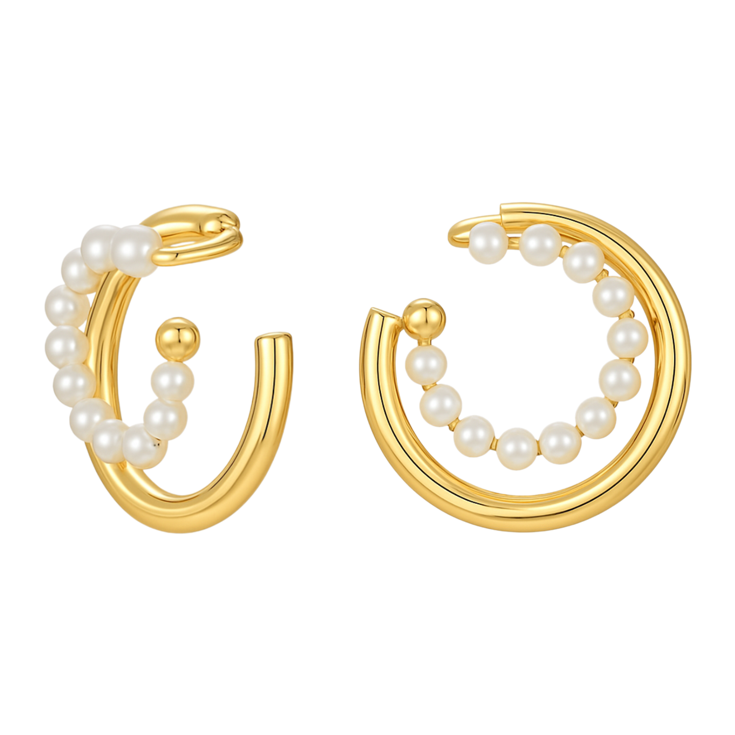 Dual Orbit Pearl Earcuffs (No Piercing)