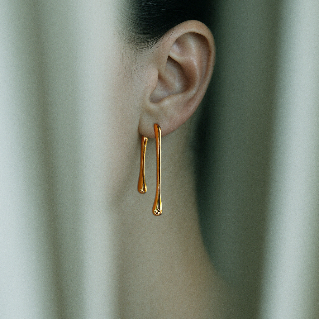Molten Droplets Twin Drop Earrings