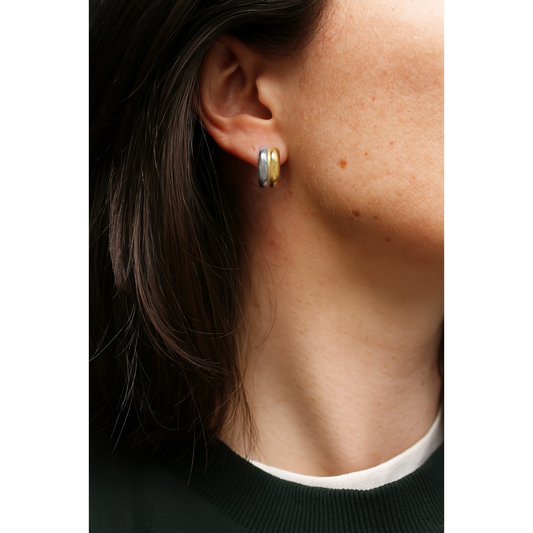 Twinari Chunky Half Hoops - Mixed Metal
