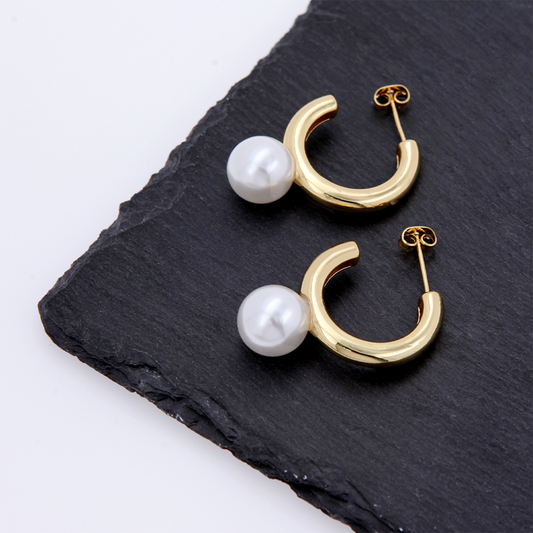 Pearl Drop Hoops