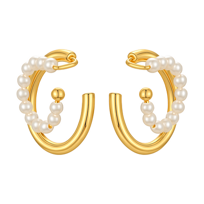 Dual Orbit Pearl Earcuffs (No Piercing)