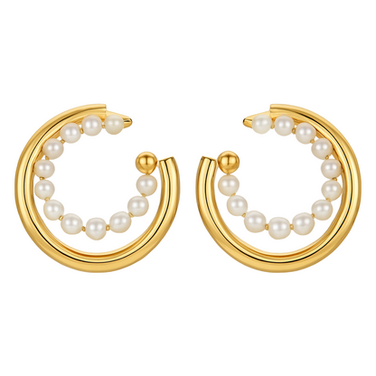Dual Orbit Pearl Earcuffs (No Piercing)